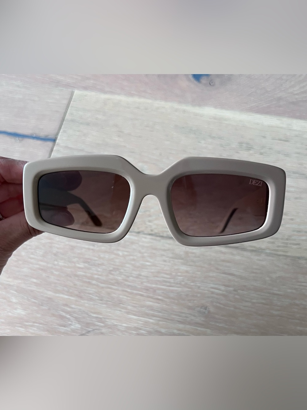DEZI Clay Rectangle Sunglasses with Brown Tinted Lenses